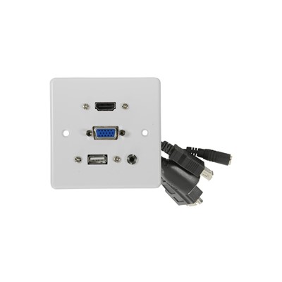 AV:Link Multimedia Wallplate with HDMI, VGA, USB and 3.5mm Audio Sockets 122395