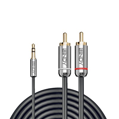 Lindy 35332 0.5m 3.5mm to Phono Audio Cable, Cromo Line