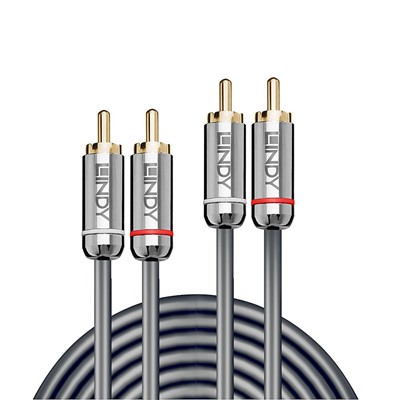 Lindy 35346 2m Dual Phono Audio Cable, Cromo Line