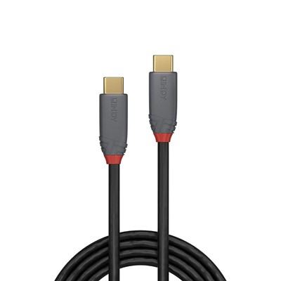 Lindy 36901 1m USB 3.2 Type C to C Cable, 20Gbps, 5A, PD, Anthra Line