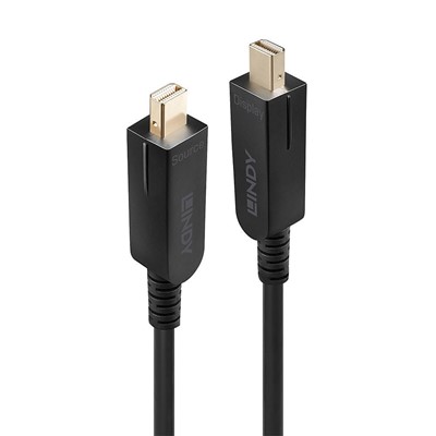 Lindy 38483 40m Fibre Optic Hybrid Mini DisplayPort 1.4 Cable with Detachable DP Connectors