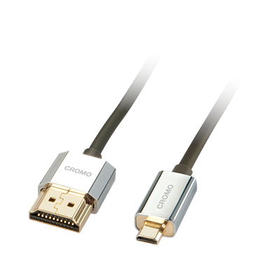 Lindy 41680 CROMO Slim High Speed HDMI to Micro HDMI Cable with Ethernet, 0.5m