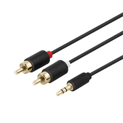 Deltaco 1mt 3,5mm male to 2xRCA male, Goldplated, 1m MM512R